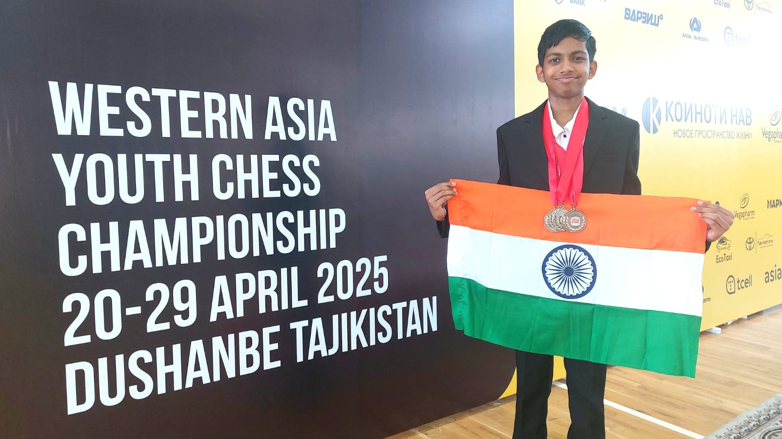 Ethan Vaz Shines with 5 Medals at Western Asia Youth Chess Championships